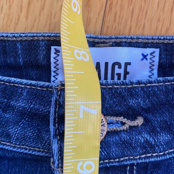 Paige Women's Size 24 Jimmy Jimmy Short Dark Wash Blue Shorts Cuffed Hem Stretch - Picture 7 of 8